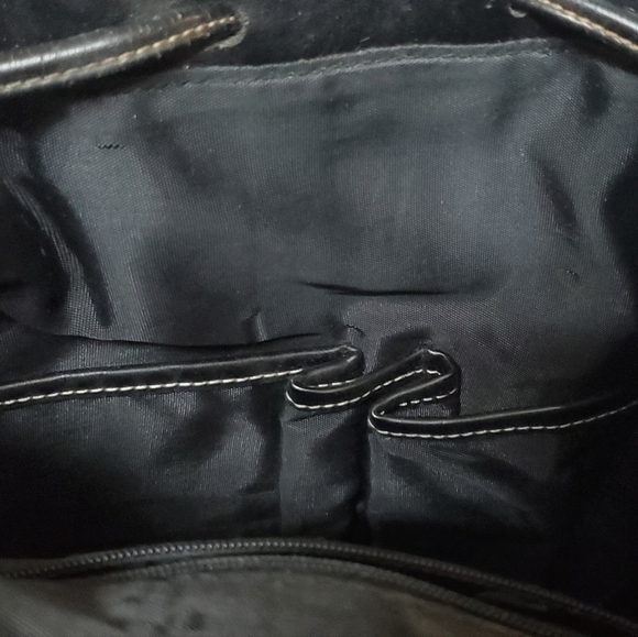 Vintage The Sak Boho CCW Black Canvas Knit Leather Trim Mini Backpack - Picture 14 of 16